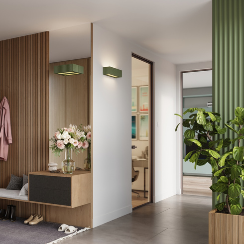 Kinkiet ceramiczny RIGATA zielony oliwkowy