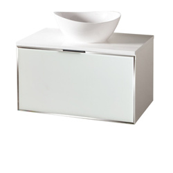 Szafka biała z blatem Sanitti Delta 80 front lustro srebrne