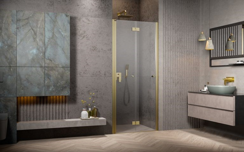Drzwi złoto szczotkowane 70 Radaway Nes Brushed Gold DWB Lewe
