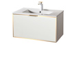Szafka biała pod umywalkę Sanitti Delta 80 front lustro złote