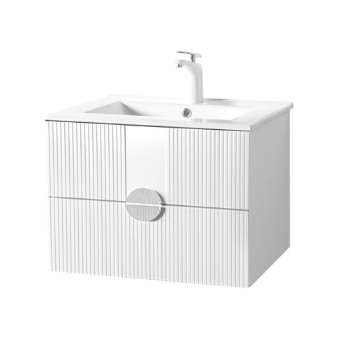 Szafka łazienkowa ryflowana Sanitti Epsilon 60 biała uchwyt chrom