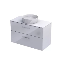 Szafka łazienkowa z białym blatem Oristo Geo KI01-ZB2S-100-1 biały połysk