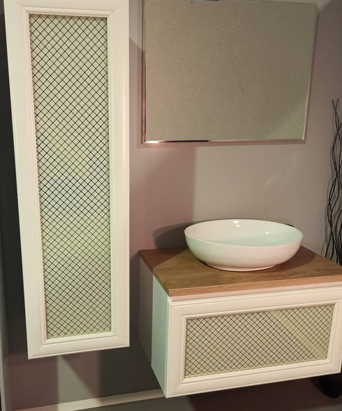 Szafka łazienkowa biała Sanitti Gamma 80 szklany front biało zloty