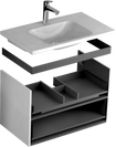 Szafka łazienkowa z umywalką Joy Oristo Silver OR33-SD2S-80-1-V3 + UME-JO-80-91 biały połysk, listwa chrom połysk