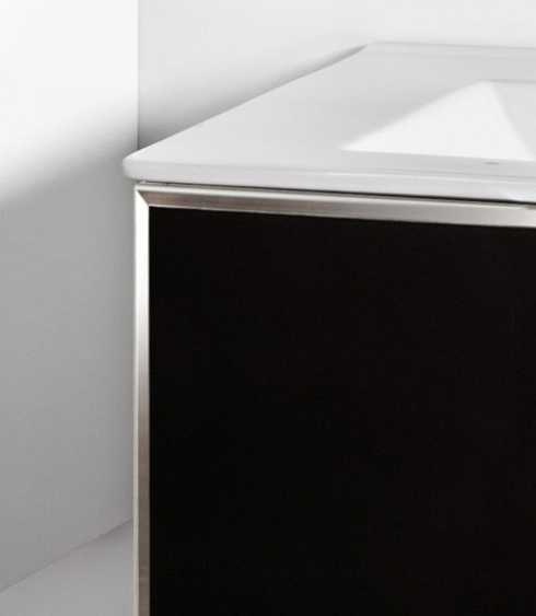 Szafka czarna pod umywalkę Sanitti Delta 80 front lustro srebrne