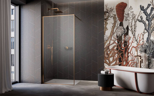 Kabina walk-in miedź 125 Radaway Modo F Brushed Copper II