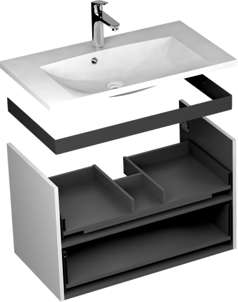 Szafka łazienkowa z umywalką Joy Oristo Silver OR33-SD2S-80-1-V3 + UME-JO-80-91 biały połysk, listwa chrom połysk