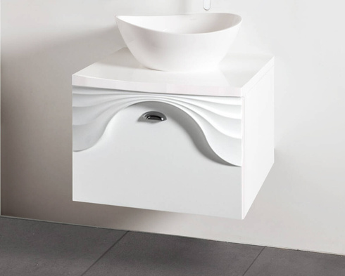 Szafka wisząca z blatem Sanitti Asso 60 biała uchwyt chrom połysk