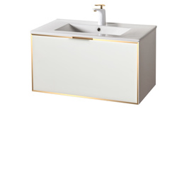 Szafka biała pod umywalkę Sanitti Delta 80 front lustro złote
