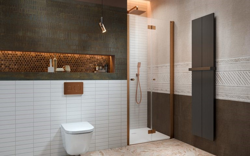 Drzwi miedź szczotkowana Radaway Nes Brushed Copper DWB 80 Prawe