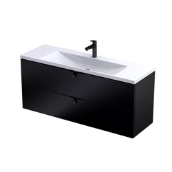 Wąska szafka łazienkowa Oristo Siena Compact OR45C-SD2S-120-8 czarny mat