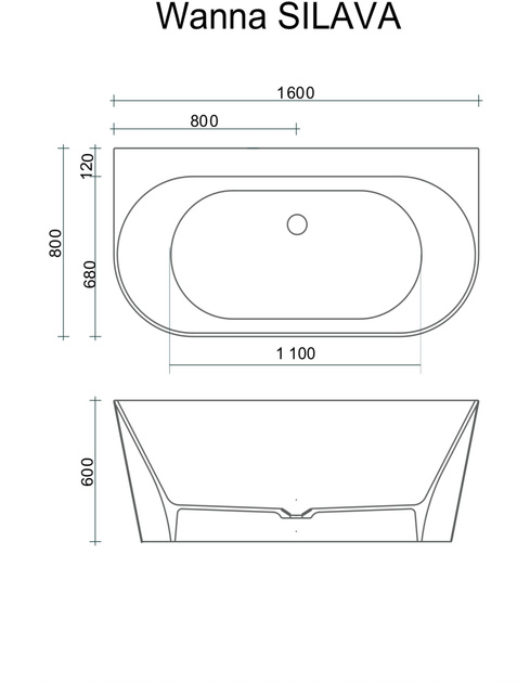 Wanna wolnostojąca przyścienna z konglomeratu SILAVA 160 cm biała połysk