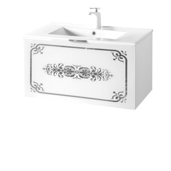 Szafka biała pod umywalkę Sanitti Vintage 80 front lustro srebrne