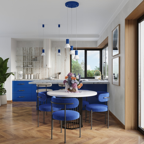 Lampa wisząca ESTRIA 3P biała/ultramaryna