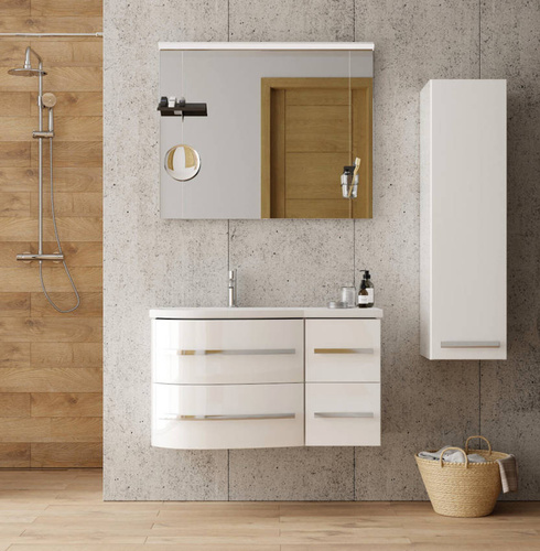 Szafka łazienkowa Oristo Opal OR30-SD4S-90-1-L biały połysk lewa