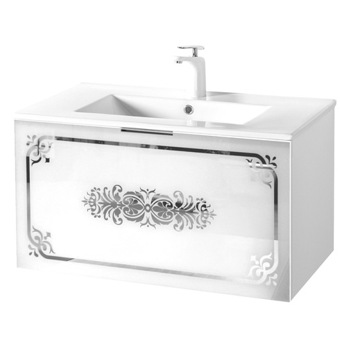 Szafka biała pod umywalkę Sanitti Vintage 80 front lustro srebrne