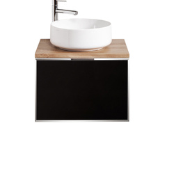 Szafka czarna z blatem dąb Sanitti Delta 60 front lustro srebrne