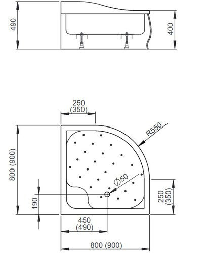 Brodzik półokrągły prysznicowy Radaway Korfu A 80x80 4S88400-03