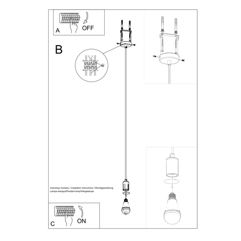 Lampa wisząca EDISON czarna