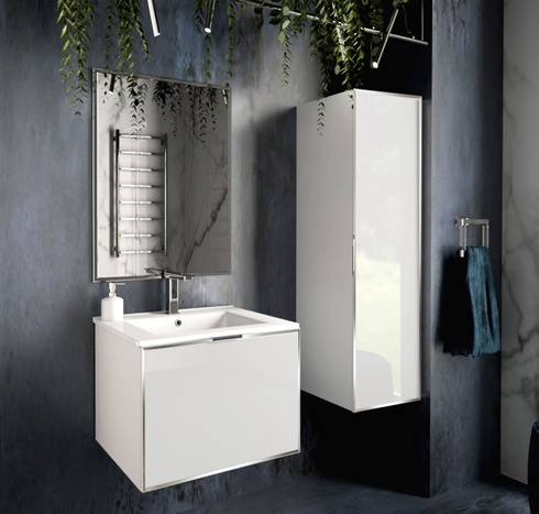Szafka łazienkowa biała Sanitti Delta 60 front lustro srebrne