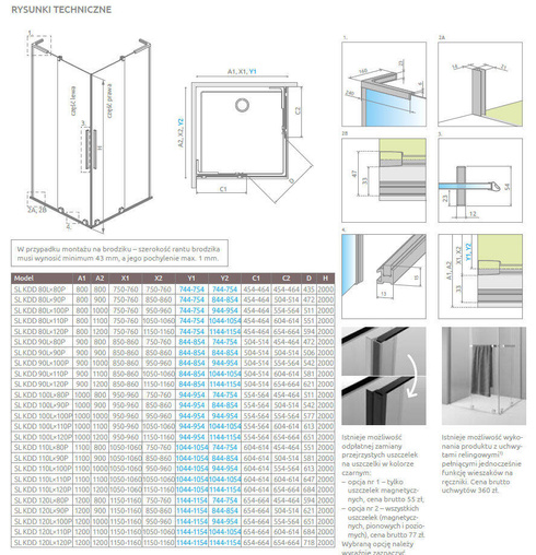Kabina prysznicowa złota Radaway Furo SL Gold KDD 110x120