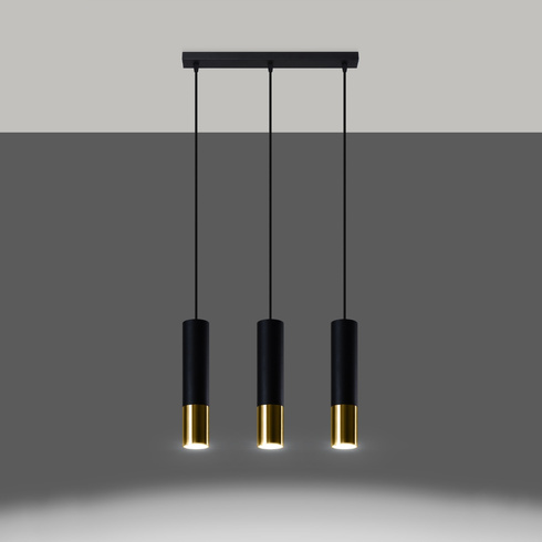 Lampa wisząca LOOPEZ 3L czarny/złoty