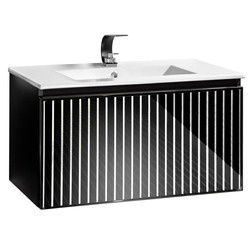 Szafka pod umywalkę czarna Sanitti Fence 80 front lustro srebrne