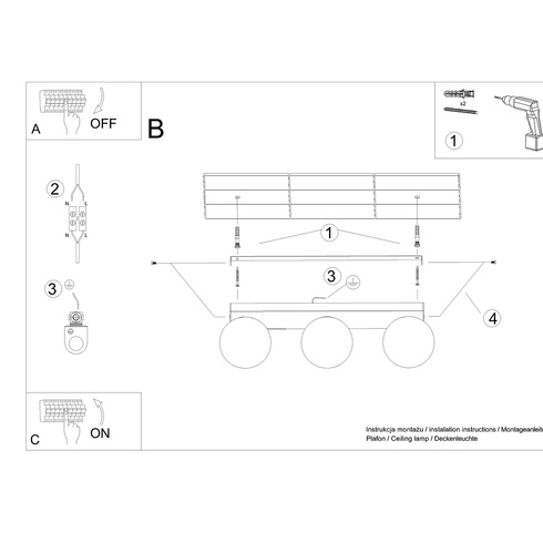Plafon YOLI 3 biały