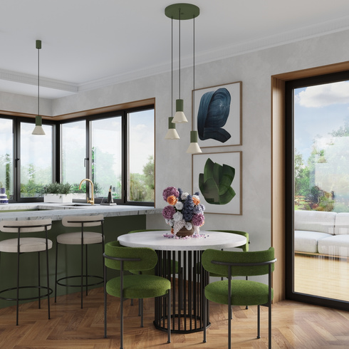 Lampa wisząca ESTRIA 3P beżowa/zielona oliwka