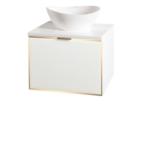 Szafka biała z blatem Sanitti Delta 60 front lustro złote