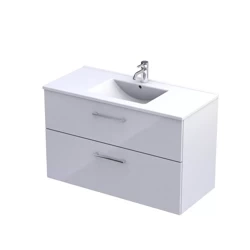 Szafka łazienkowa z umywalką Oristo Geo KI01-ZD2S-100-1 biały połysk