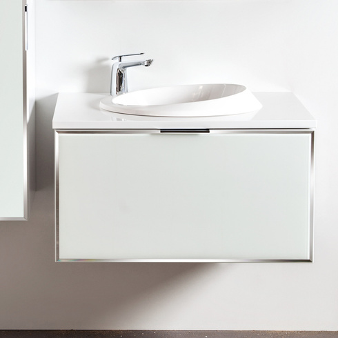 Szafka biała z blatem Sanitti Delta 80 front lustro srebrne