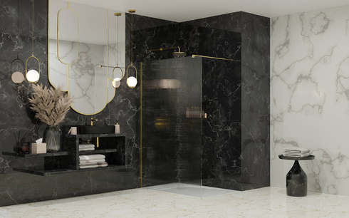 Kabina walk-in złota szkło Visiosun 55 Radaway Modo New Gold II