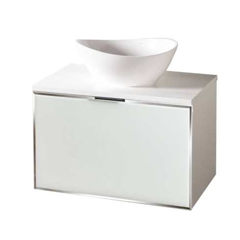 Szafka łazienkowa biała z blatem Sanitti Delta 70 cm front szklany