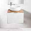 Biała szafka łazienkowa z blatem dąb classic Sanitti Delta 60 front szklany